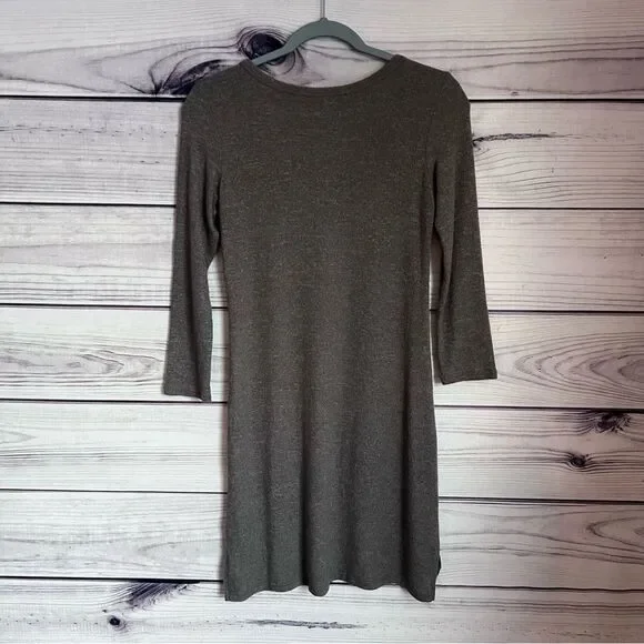 Aerie Green Soft Cozy Scoop Neck Henley Mini Dress - Picture 5 of 8
